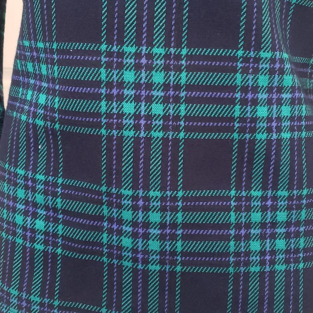 TALBOTS Funnel Neck Knit Top Blue Green Black Blackwatch Plaid - Picture 12 of 16
